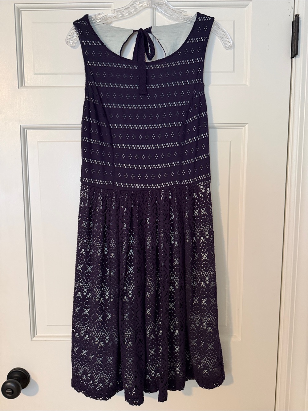 Anthropologie Dark Purple Lace & Eyelet Midi Dress